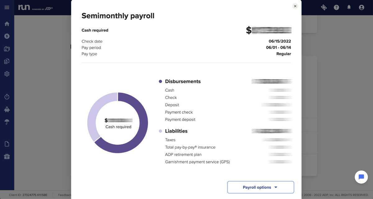 adp payroll costs snapshot screenshot