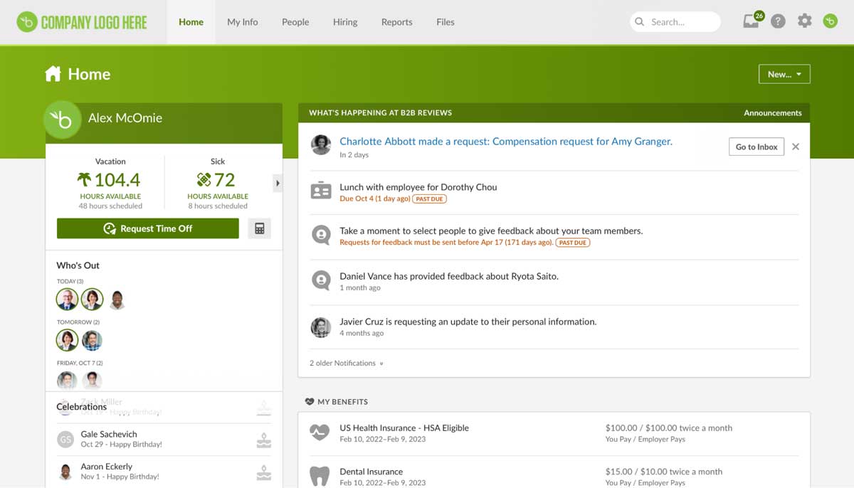 bamboohr dashboard screenshot