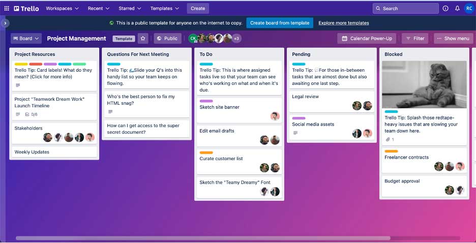 trello kanban view screenshot