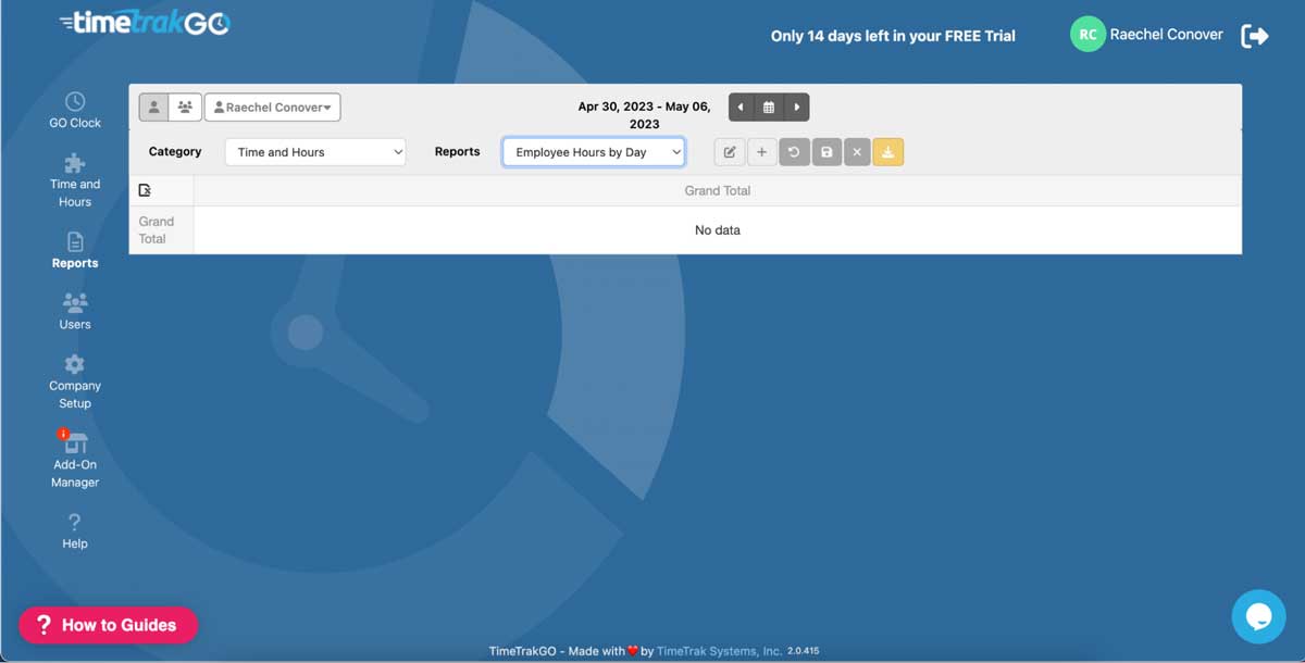timetrakgo reporting feature screenshot
