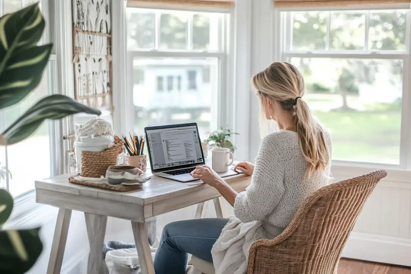a mother working from her home in Delaware (AI)