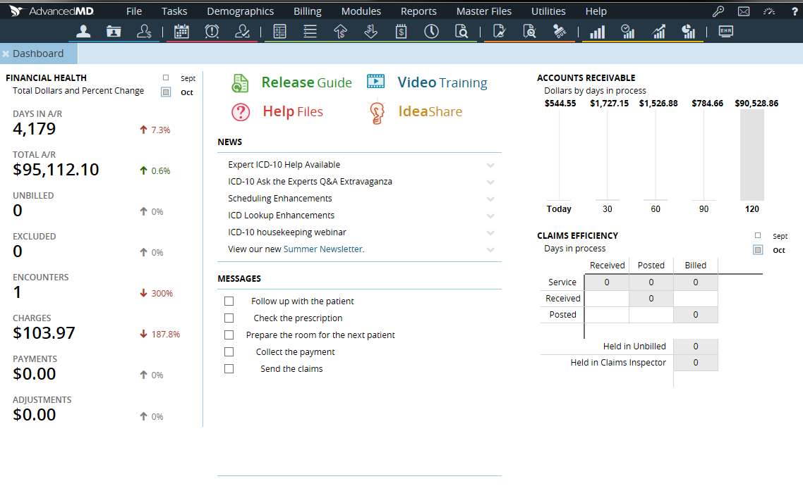 advancedmd dashboard screenshot