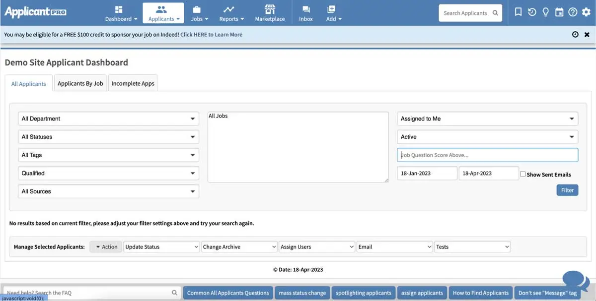 applicantpro applicants dashboard screenshot