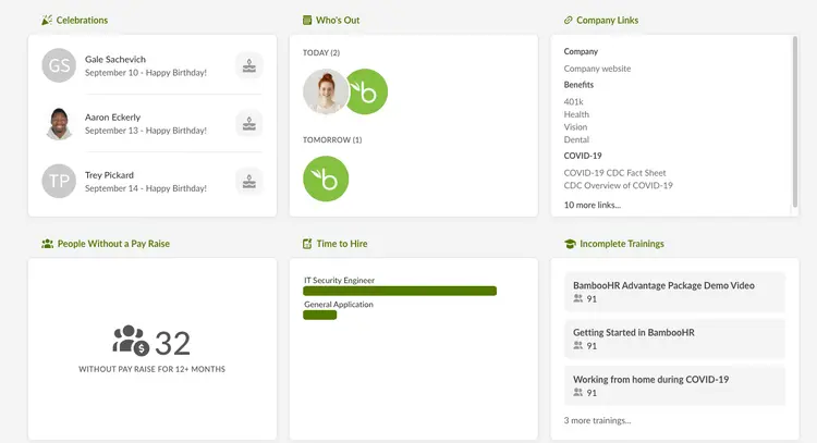 bamboohr dashboard screenshot
