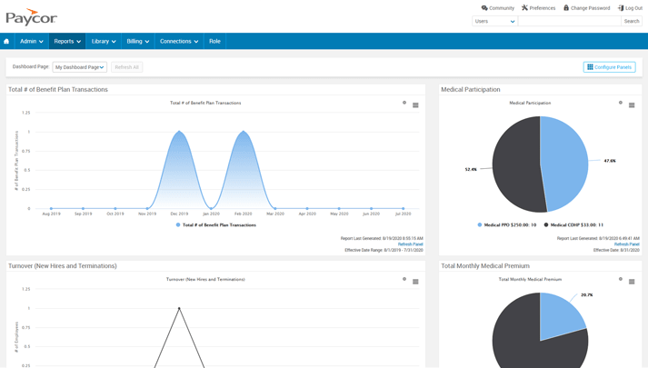 paycor reports screenshot