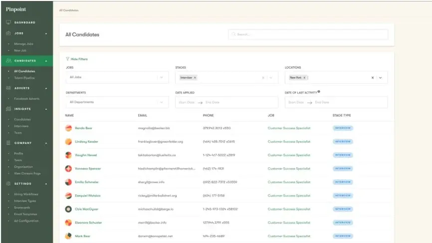 pinpoint candidates screenshot