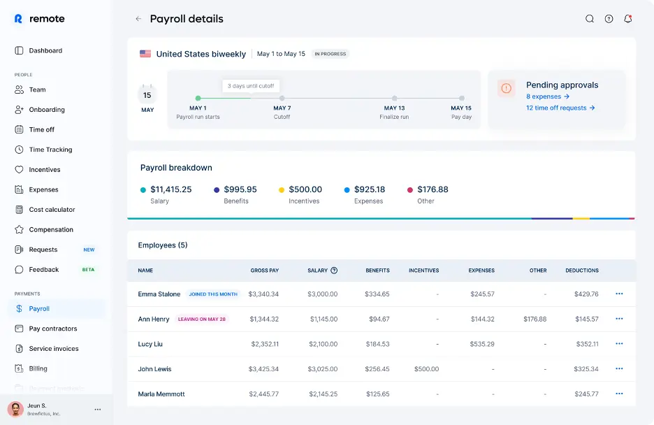 remote payroll screenshot