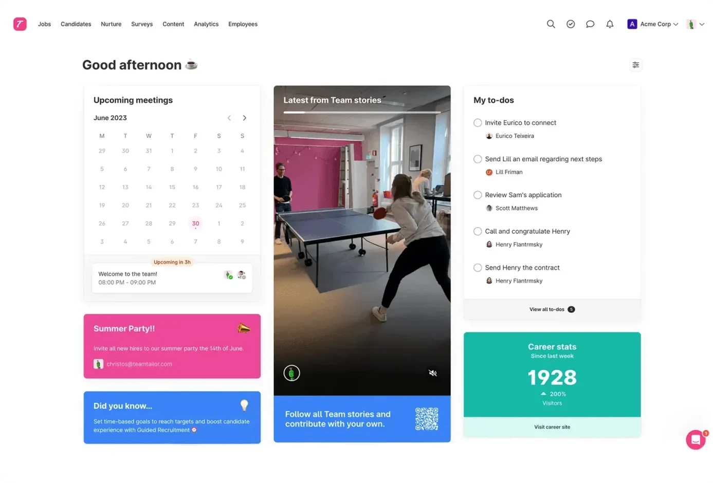 teamtailor dashboard screenshot