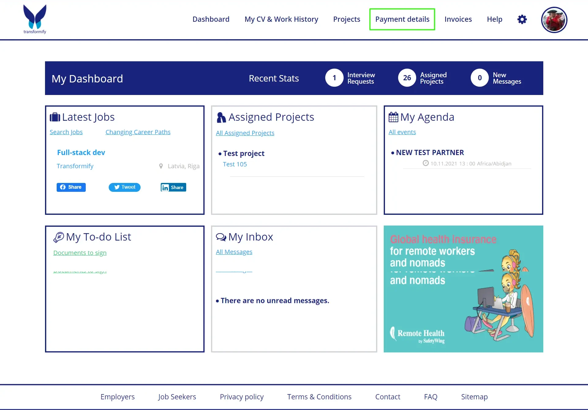 transformify dashboard screenshot