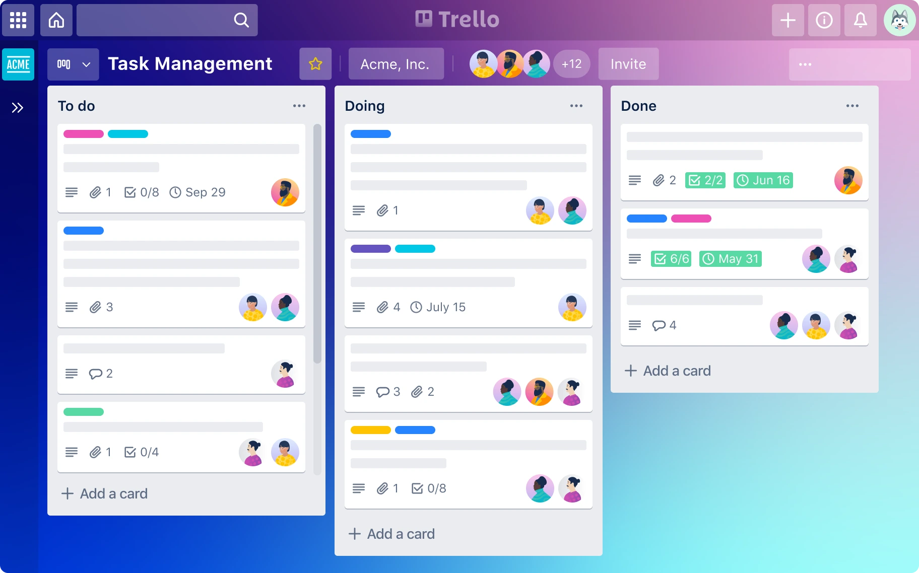 trello task management screenshot