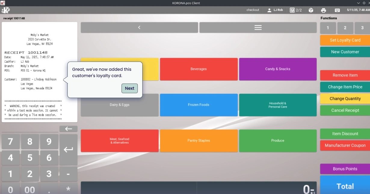 korona pos checkout process