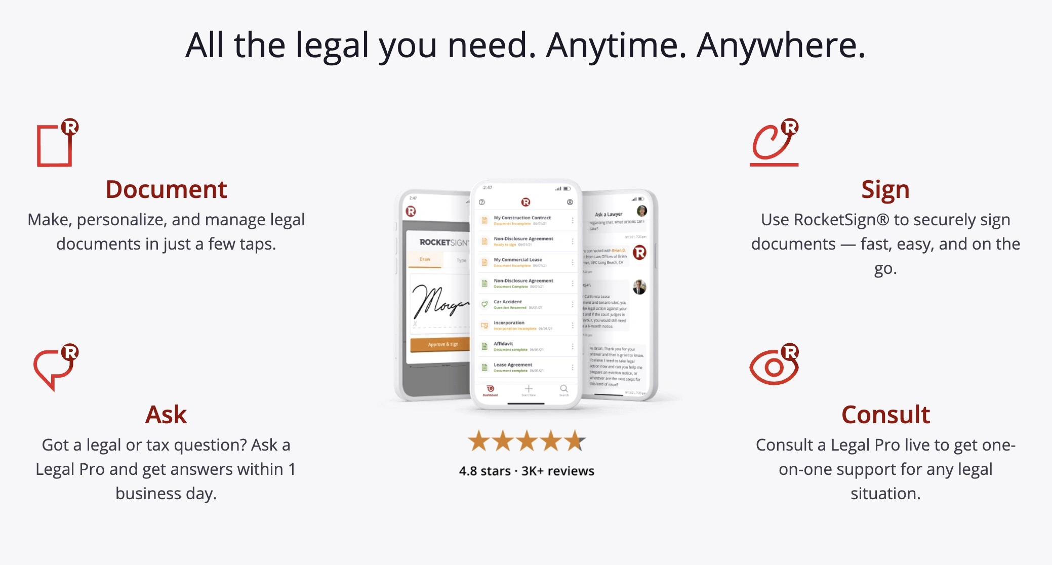 rocket lawyer mobile app screenshot