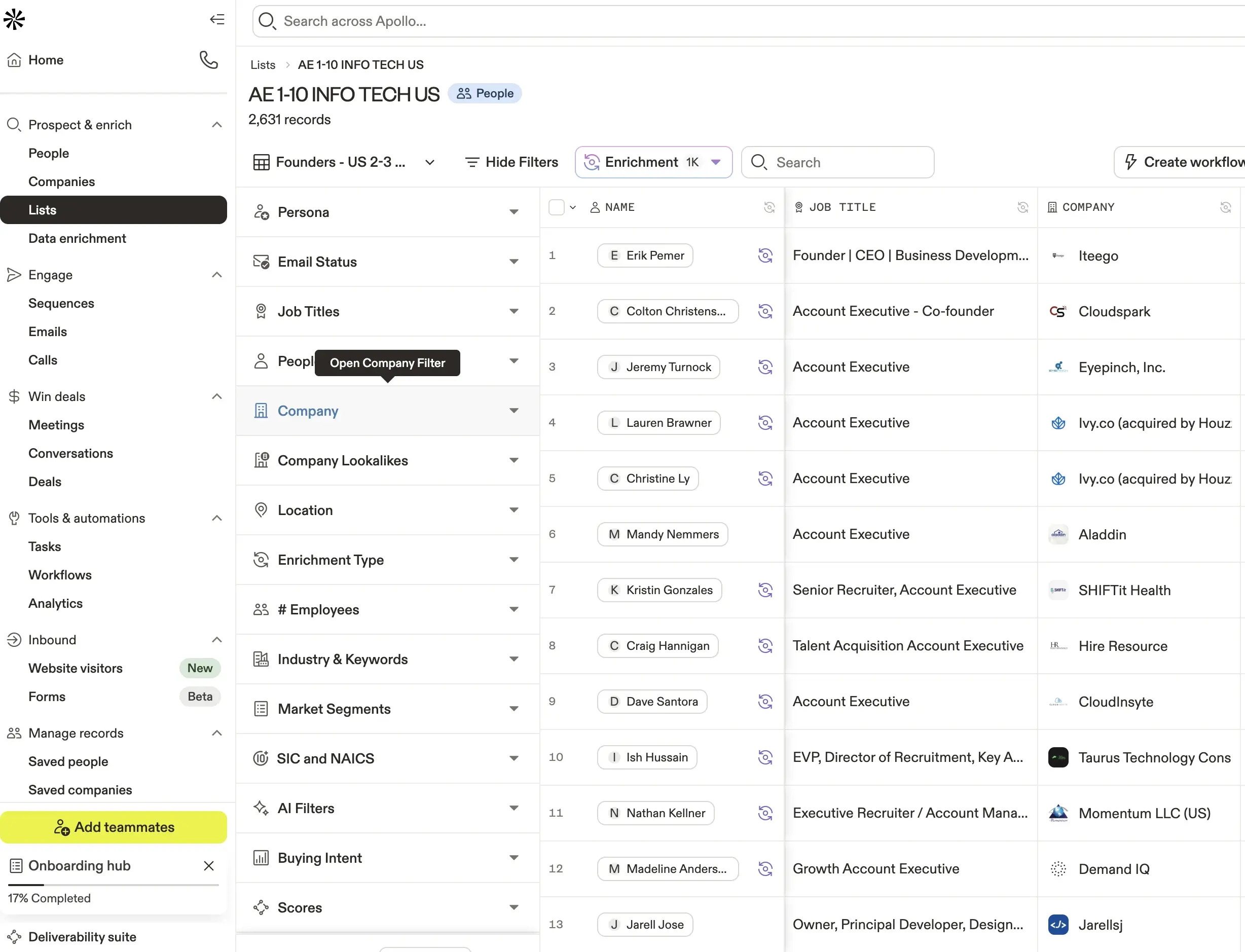apollo.io b2b database
