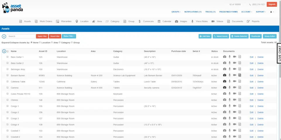 asset panda assets page