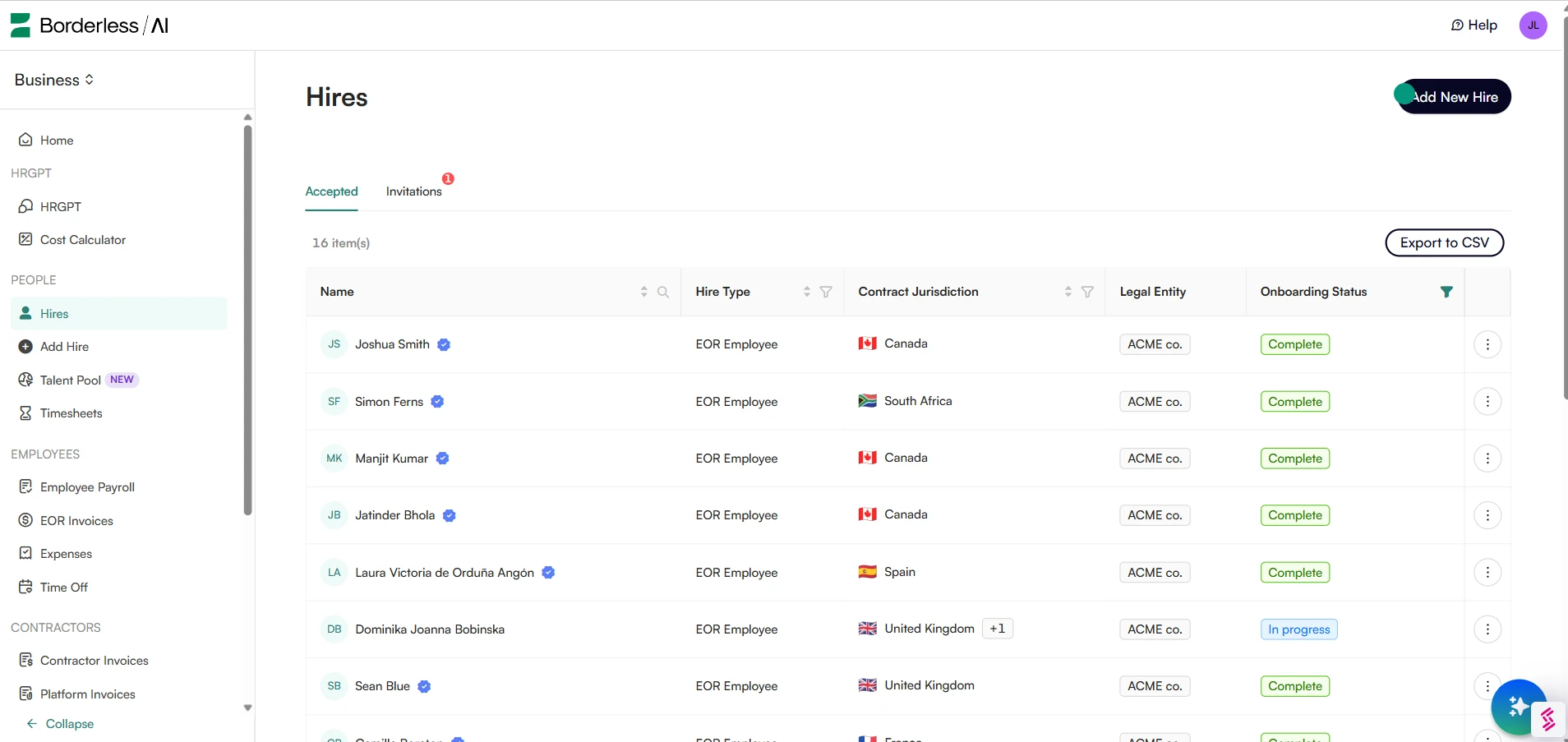 borderless ai new hire list