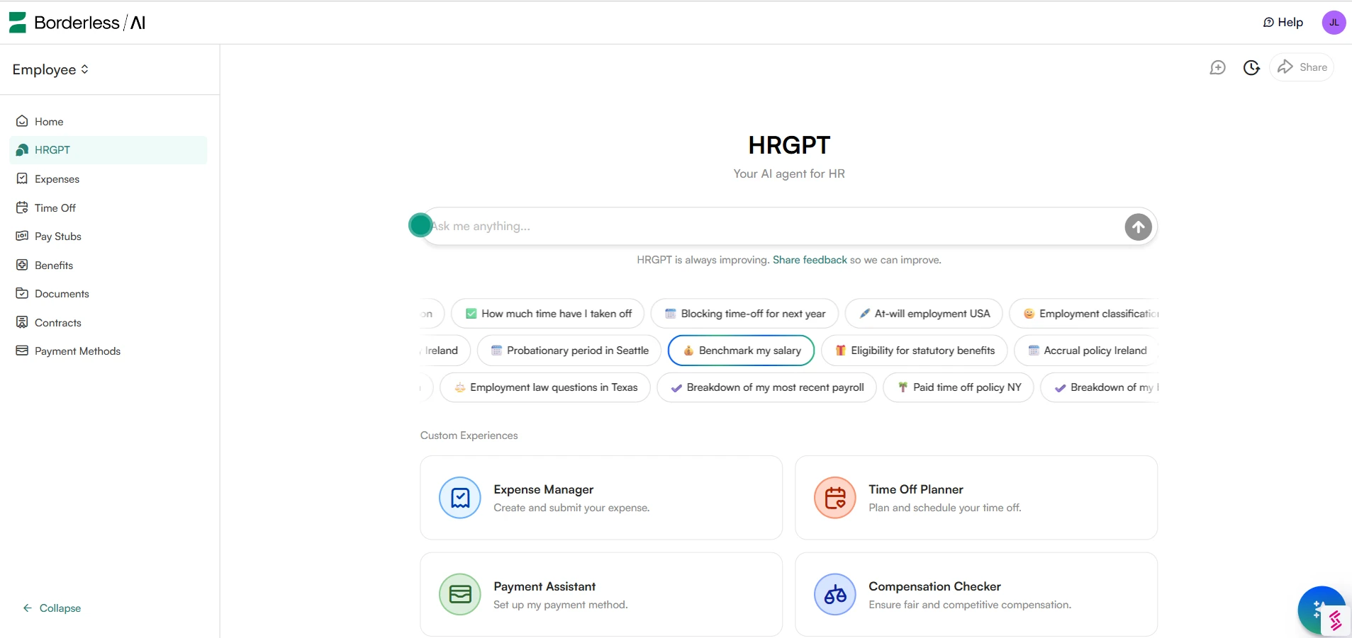 borderless ai hrgpt page