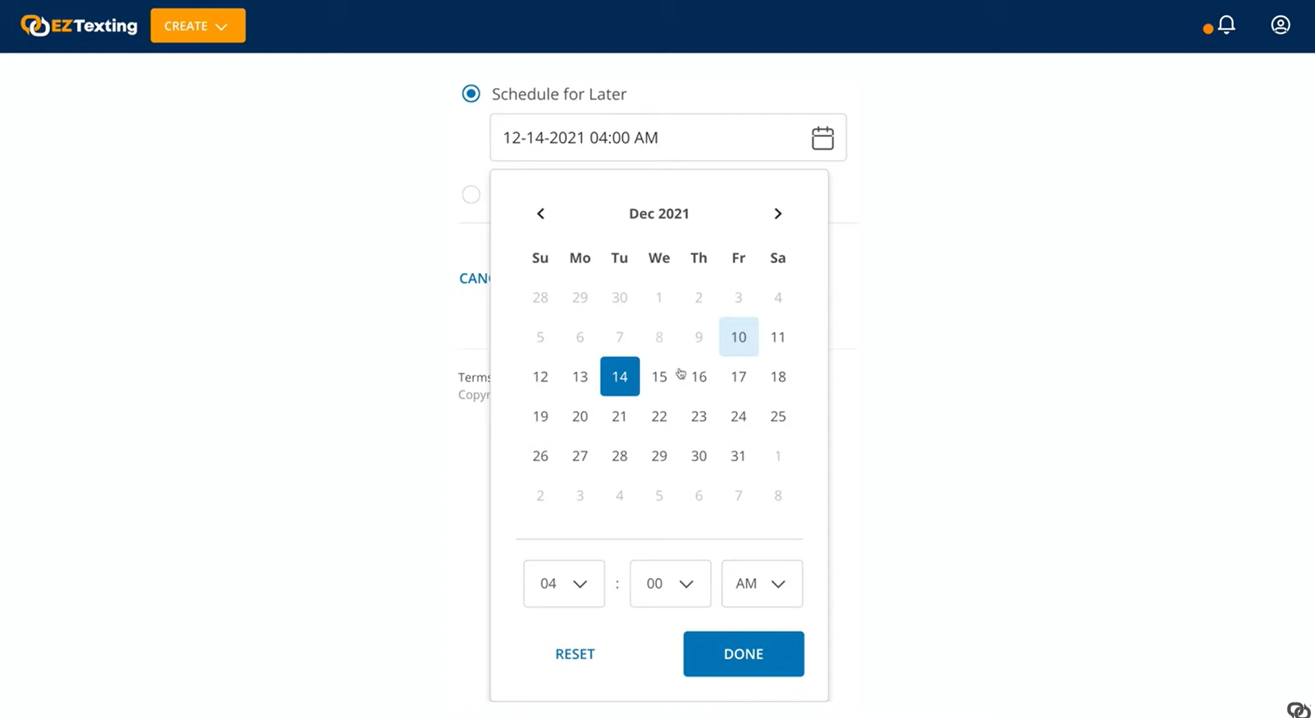 ez texting texts scheduling