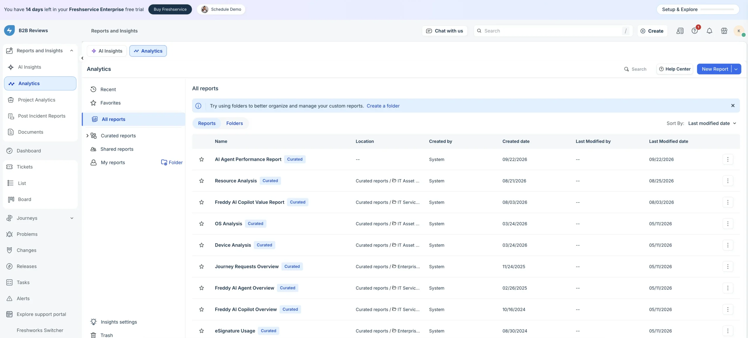 freshservice analytics