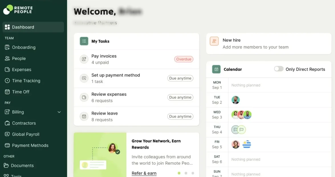 remotepeople dashboard screenshot